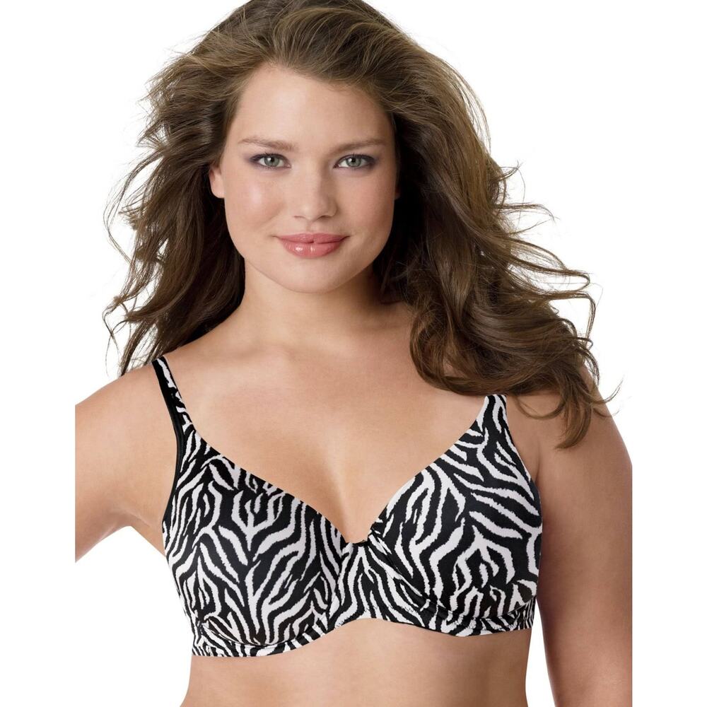 Playtex Side Smoothing Underwire Bra Adjustable Strap Zebra Print Size 38DD